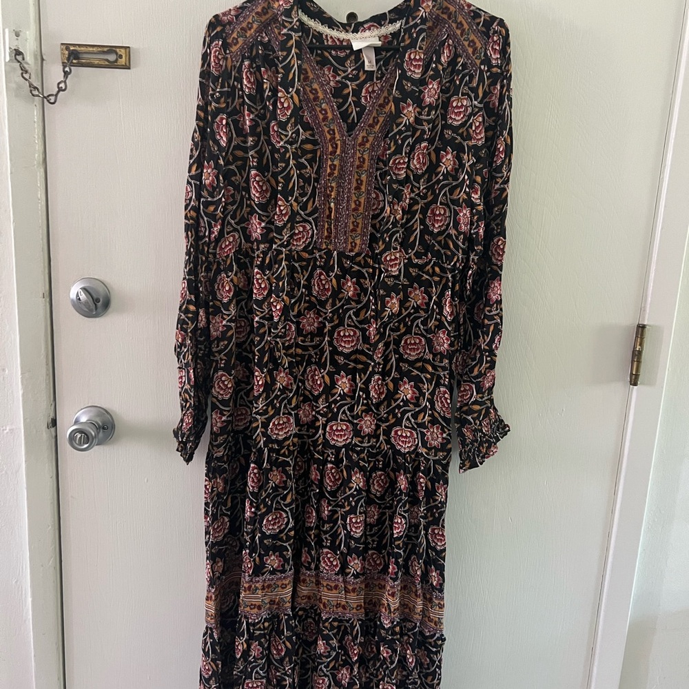 Knox Rose Brown and Orange Tiered Buttoned Sundress